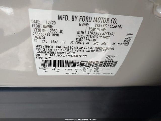 2021 LINCOLN AVIATOR STANDARD 9