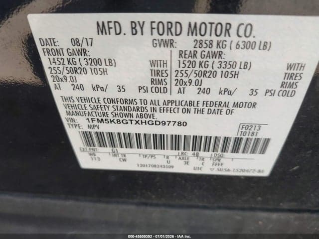 2017 FORD EXPLORER SPORT 9