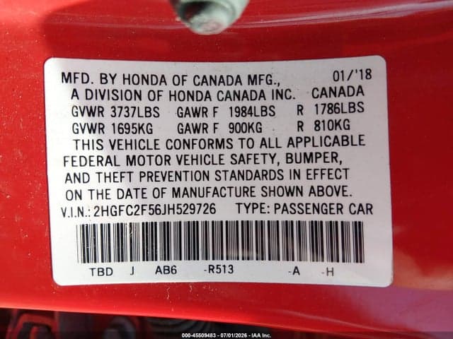 2018 HONDA CIVIC LX 9