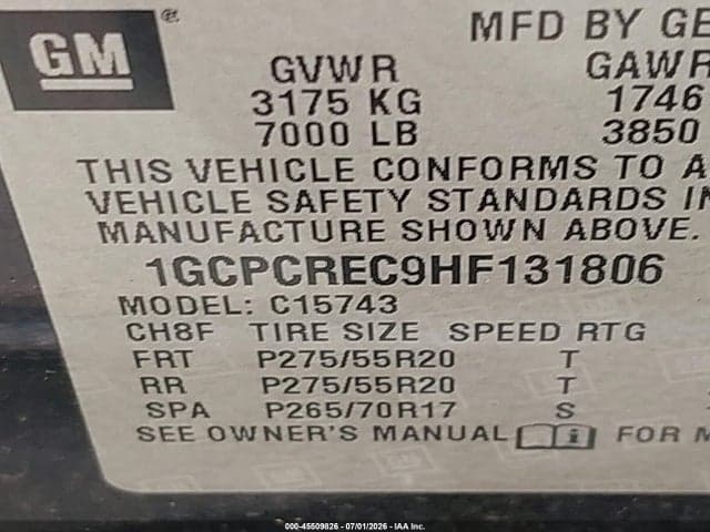 2017 CHEVROLET SILVERADO 1500 LT 9