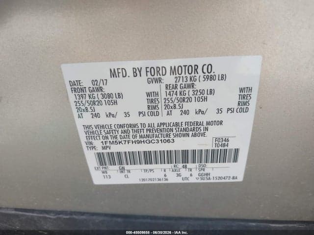 2017 FORD EXPLORER LIMITED 9