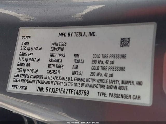 2026 TESLA MODEL 3 PREMIUM REAR-WHEEL DRIVE/REAR-WHEEL DRIVE 9