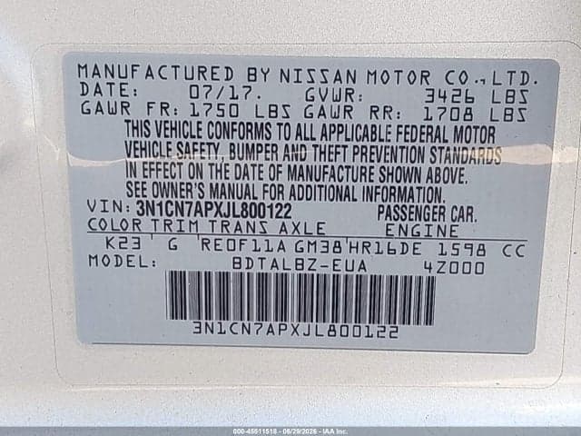 2018 NISSAN VERSA 1.6 SV 9