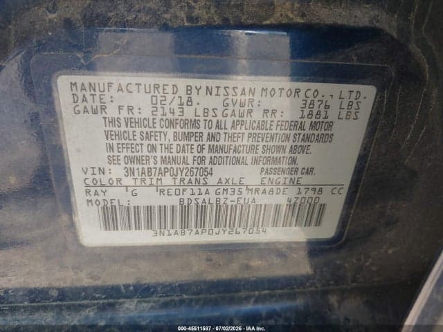 2018 NISSAN SENTRA S 9