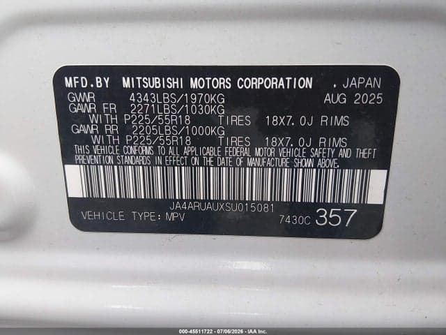 2025 MITSUBISHI OUTLANDER SPORT 2.0 LE AWC 9