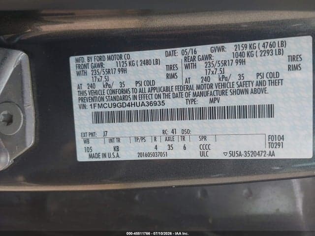 2017 FORD ESCAPE SE 9