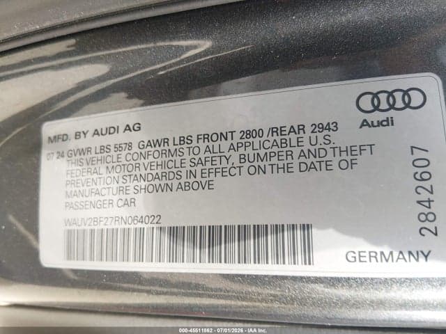 2024 AUDI A7 SPORTBACK PRESTIGE 55 TFSI QUATTRO S TRONIC 10