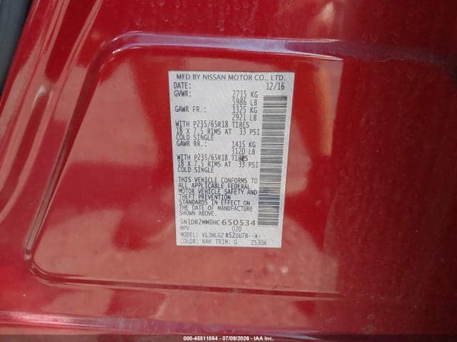 2017 NISSAN PATHFINDER SL 9