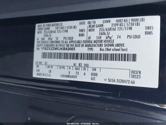 2018 FORD TRANSIT-350 XL/XLT 9