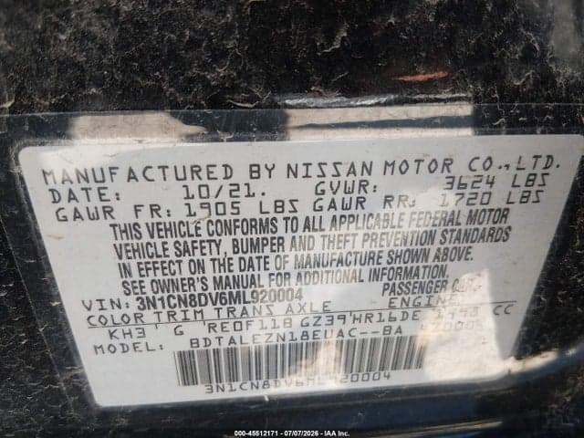 2021 NISSAN VERSA S XTRONIC CVT 9