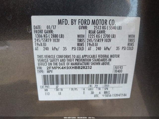2017 FORD EDGE TITANIUM 9