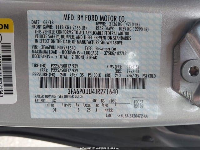 2018 FORD FUSION HYBRID S 9