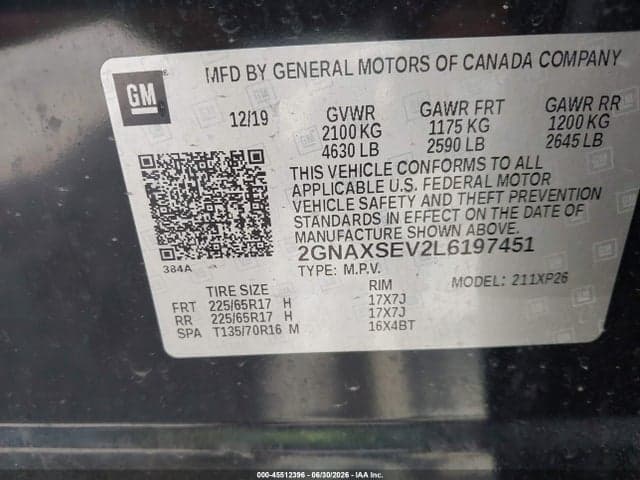 2020 CHEVROLET EQUINOX AWD LS 9