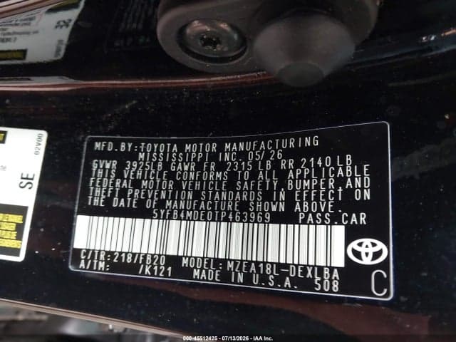 2026 TOYOTA COROLLA LE 9