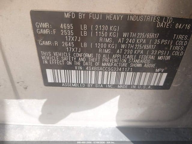 2016 SUBARU OUTBACK 2.5I PREMIUM 9