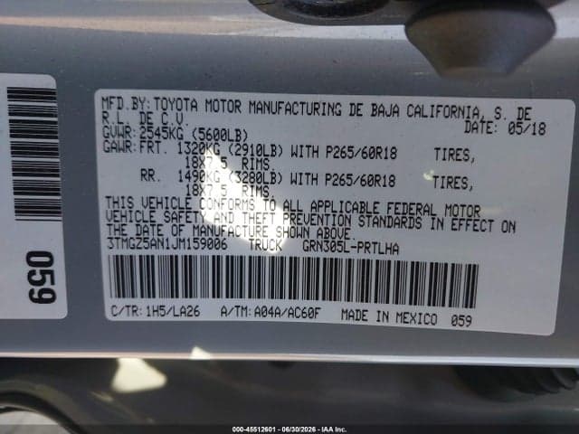 2018 TOYOTA TACOMA LIMITED 9