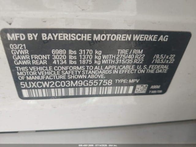 2021 BMW X7 XDRIVE40I 9