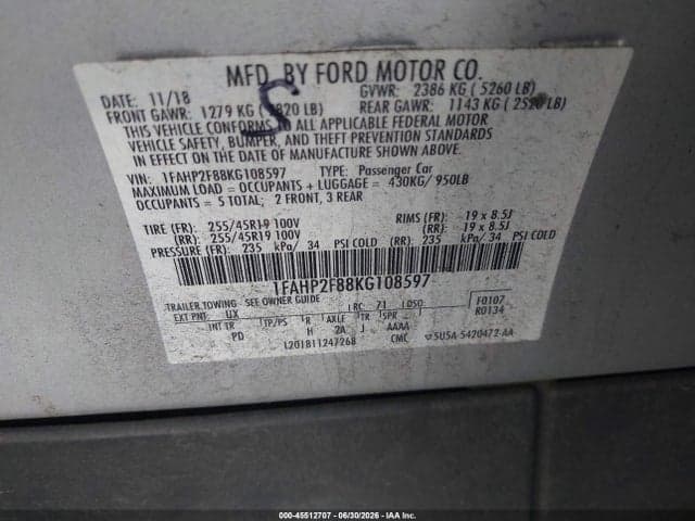 2019 FORD TAURUS LIMITED 9