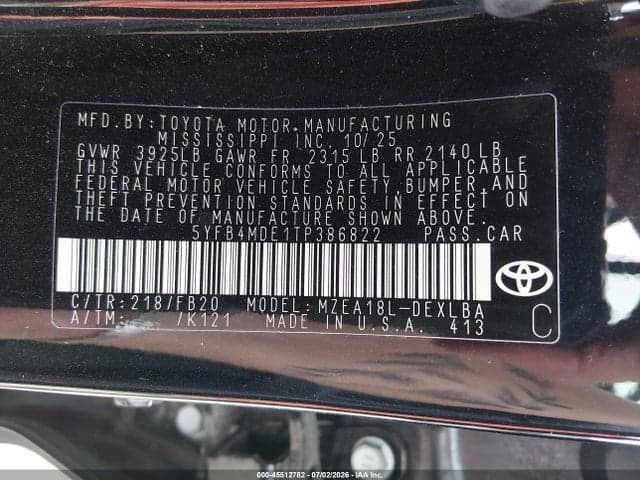 2026 TOYOTA COROLLA LE 9