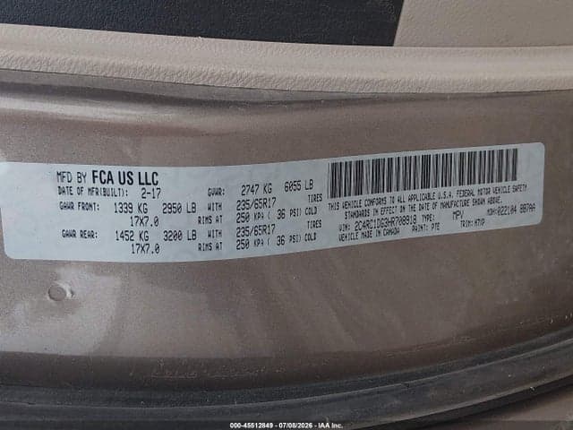 2017 CHRYSLER PACIFICA TOURING 9