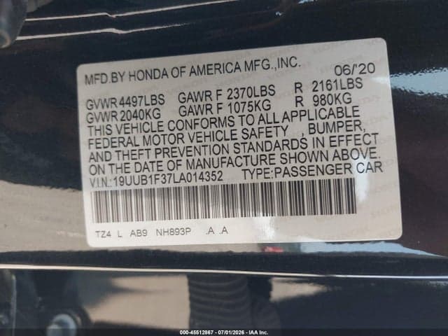 2020 ACURA TLX STANDARD 9