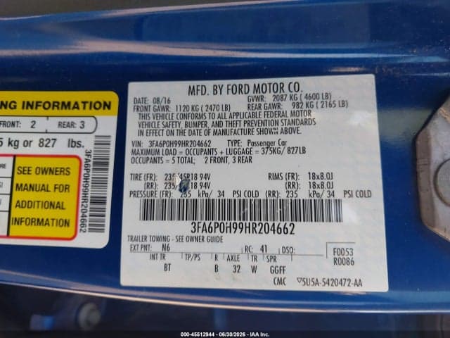 2017 FORD FUSION SE 9