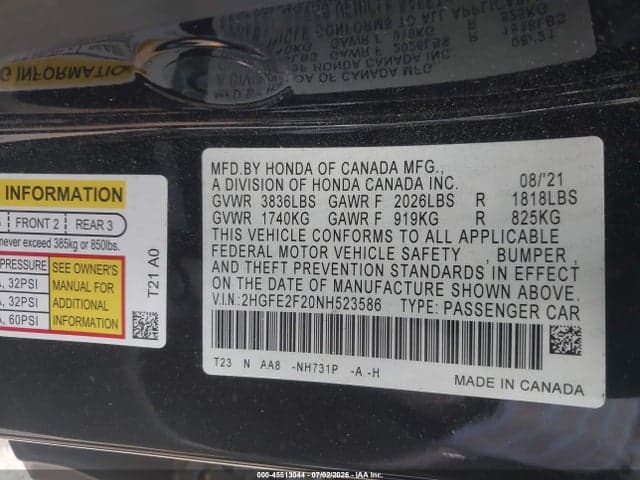 2022 HONDA CIVIC LX 9