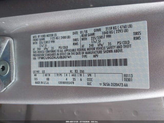 2018 FORD ESCAPE SE 9