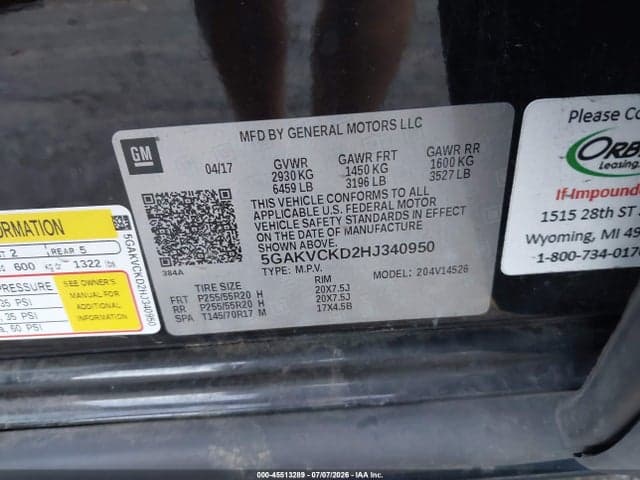 2017 BUICK ENCLAVE PREMIUM 9