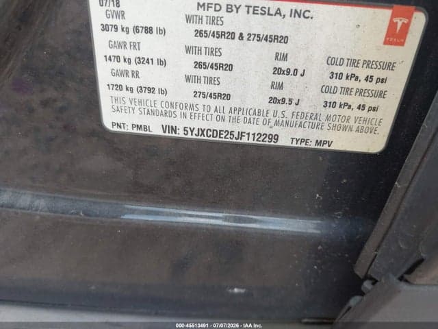 2018 TESLA MODEL X 100D/75D/P100D 9