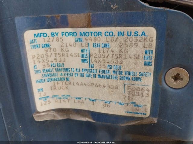 1986 FORD RANGER SUPER CAB 9