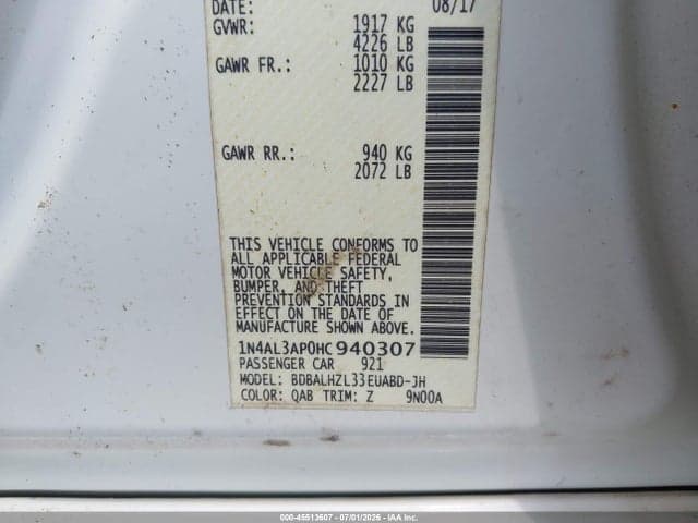 2017 NISSAN ALTIMA 2.5 SR 9