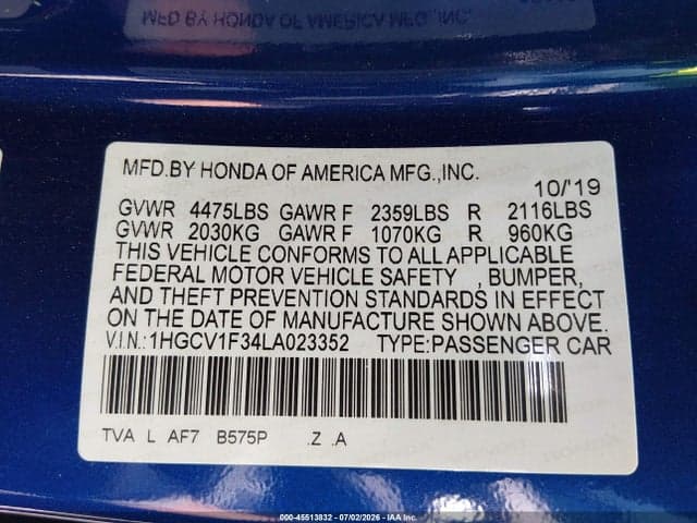 2020 HONDA ACCORD SPORT 9