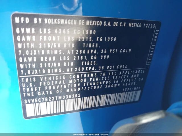 2026 VOLKSWAGEN TAOS SE 9
