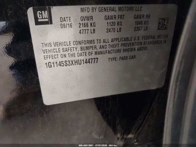 2017 CHEVROLET IMPALA 2LZ 9