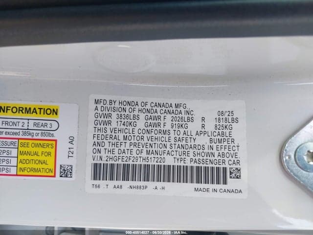2026 HONDA CIVIC LX 9