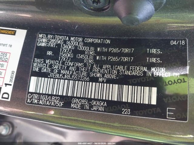 2018 TOYOTA 4RUNNER SR5 PREMIUM 9