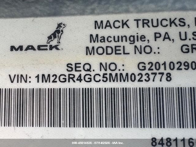 2021 MACK GRANITE 9