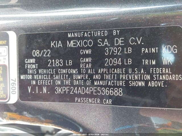 2023 KIA FORTE LX 9
