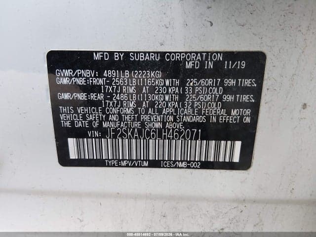 2020 SUBARU FORESTER PREMIUM 9