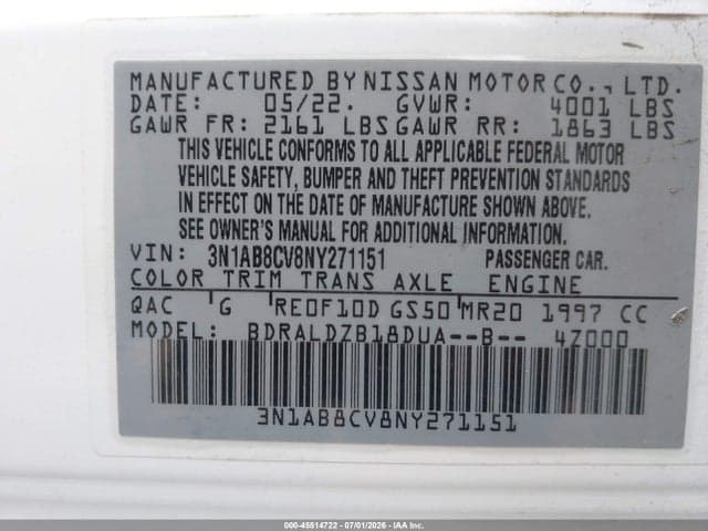 2022 NISSAN SENTRA SV XTRONIC CVT 9