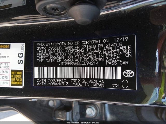 2020 TOYOTA COROLLA LE 9