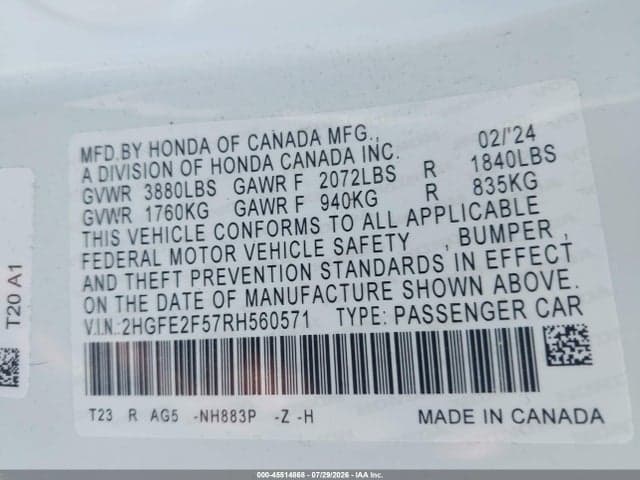 2024 HONDA CIVIC SPORT 9