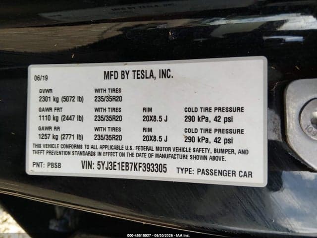 2019 TESLA MODEL 3 LONG RANGE/PERFORMANCE 9