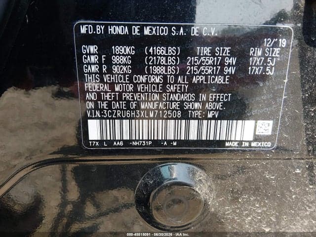 2020 HONDA HR-V AWD LX 9