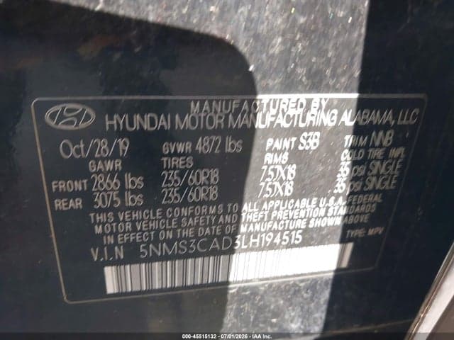 2020 HYUNDAI SANTA FE SEL 9