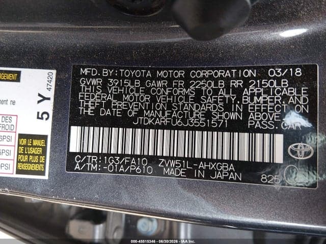 2018 TOYOTA PRIUS THREE 9