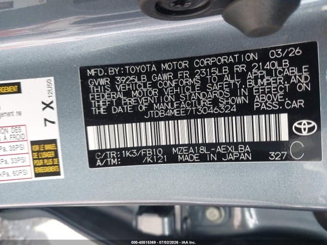 2026 TOYOTA COROLLA LE 9