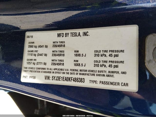 2019 TESLA MODEL 3 LONG RANGE/MID RANGE/STANDARD RANGE/STANDARD RANGE PLUS 9