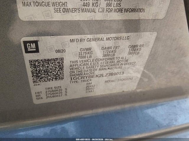 2020 CHEVROLET SILVERADO 1500 4WD STANDARD BED CUSTOM 9